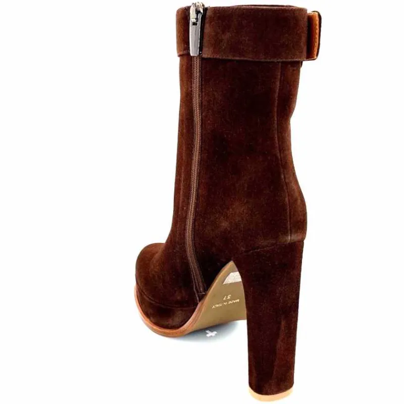 Elégant|Bottines<chantal Bottines à Talon 2475 Daim Chocolat Marron