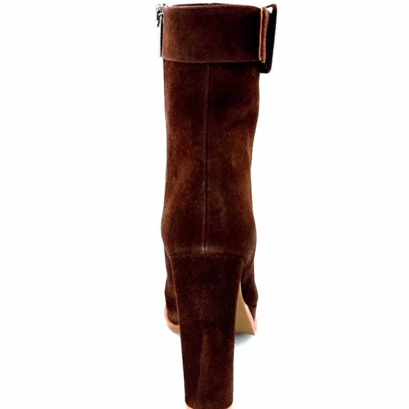 Elégant|Bottines<chantal Bottines à Talon 2475 Daim Chocolat Marron