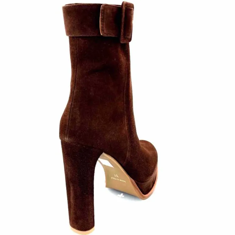 Elégant|Bottines<chantal Bottines à Talon 2475 Daim Chocolat Marron