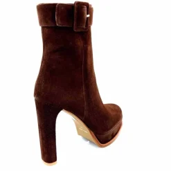 Elégant|Bottines<chantal Bottines à Talon 2475 Daim Chocolat Marron