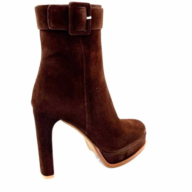 Elégant|Bottines<chantal Bottines à Talon 2475 Daim Chocolat Marron