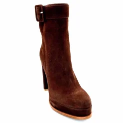 Elégant|Bottines<chantal Bottines à Talon 2475 Daim Chocolat Marron