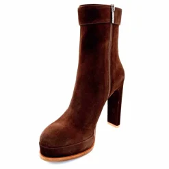 Elégant|Bottines<chantal Bottines à Talon 2475 Daim Chocolat Marron