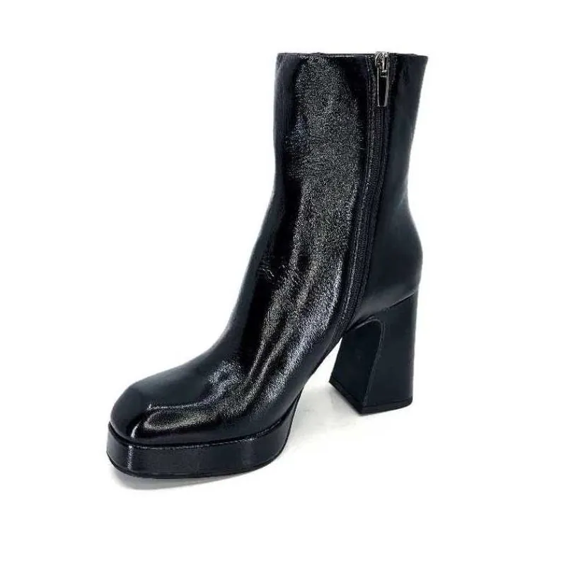 Féminin|Elégant<chantal Bottines à Talon 2191 Cuir Vernis Noir