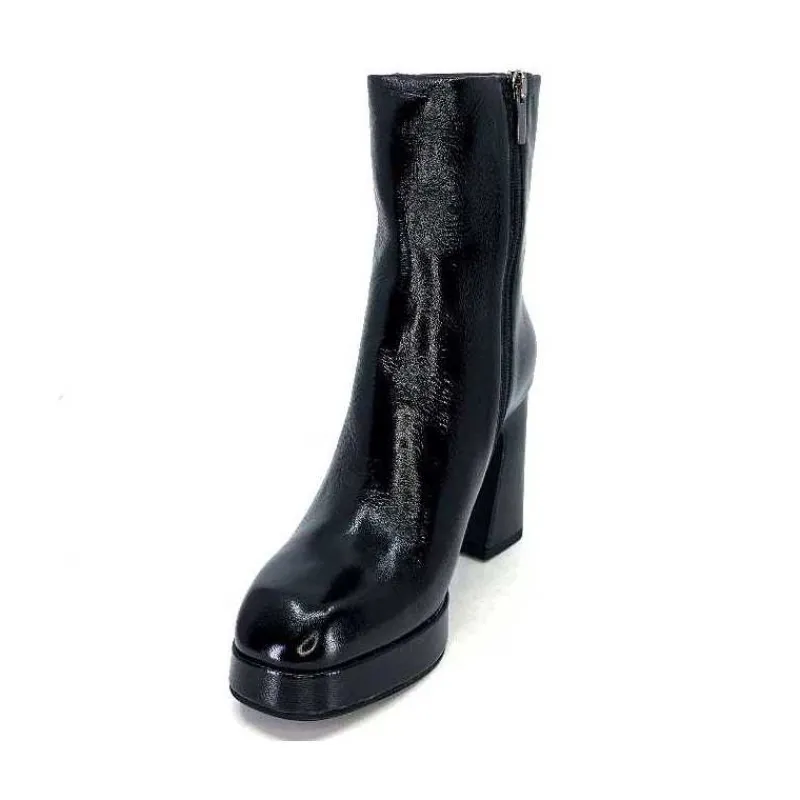 Féminin|Elégant<chantal Bottines à Talon 2191 Cuir Vernis Noir
