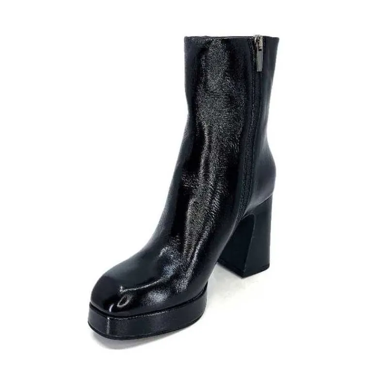 Féminin|Elégant<chantal Bottines à Talon 2191 Cuir Vernis Noir