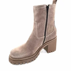 Rock|Fourrure<Ivoire0235a Bottines à Talon Fourrées Ivoire 28117 Daim Gris GrisFoncé