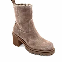 Rock|Fourrure<Ivoire0235a Bottines à Talon Fourrées Ivoire 28117 Daim Gris GrisFoncé