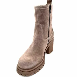 Rock|Fourrure<Ivoire0235a Bottines à Talon Fourrées Ivoire 28117 Daim Gris GrisFoncé