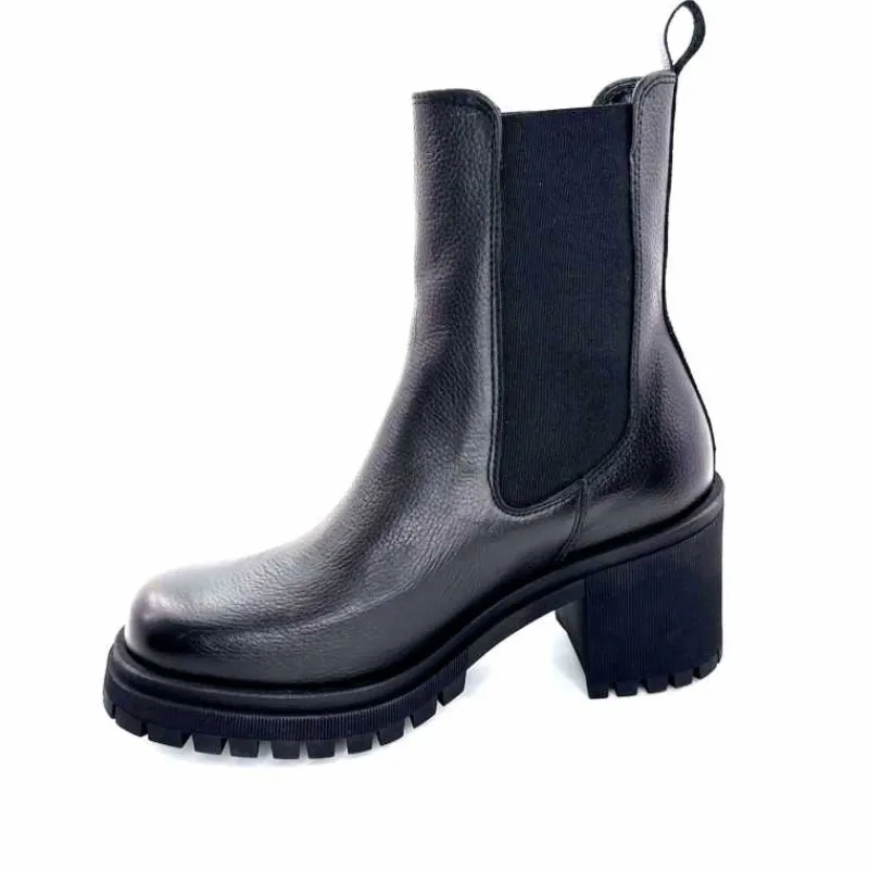 Rock|Bottines<Ivoire0235a Bottines à Talon Ivoire 28115 Cuir Noir