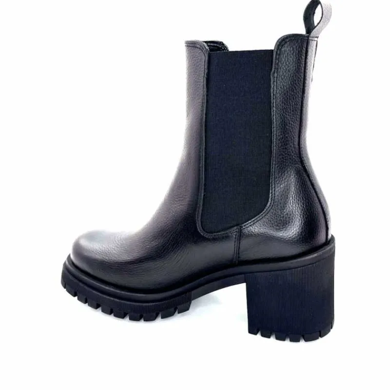 Rock|Bottines<Ivoire0235a Bottines à Talon Ivoire 28115 Cuir Noir