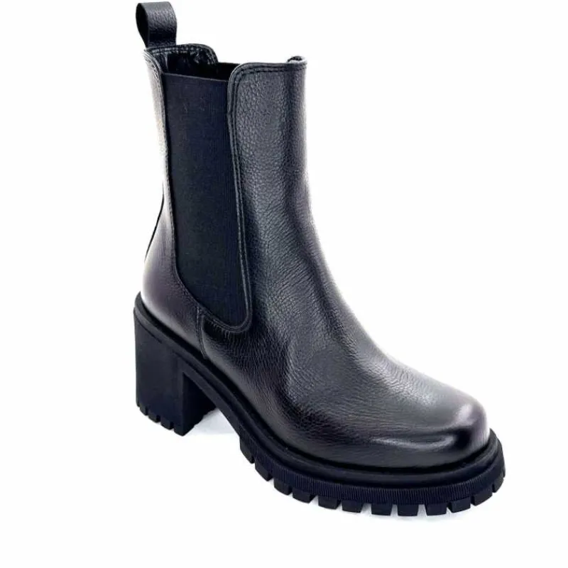 Rock|Bottines<Ivoire0235a Bottines à Talon Ivoire 28115 Cuir Noir