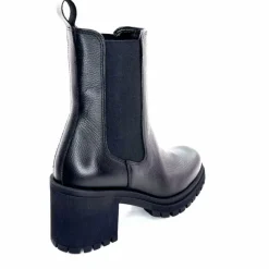 Rock|Bottines<Ivoire0235a Bottines à Talon Ivoire 28115 Cuir Noir