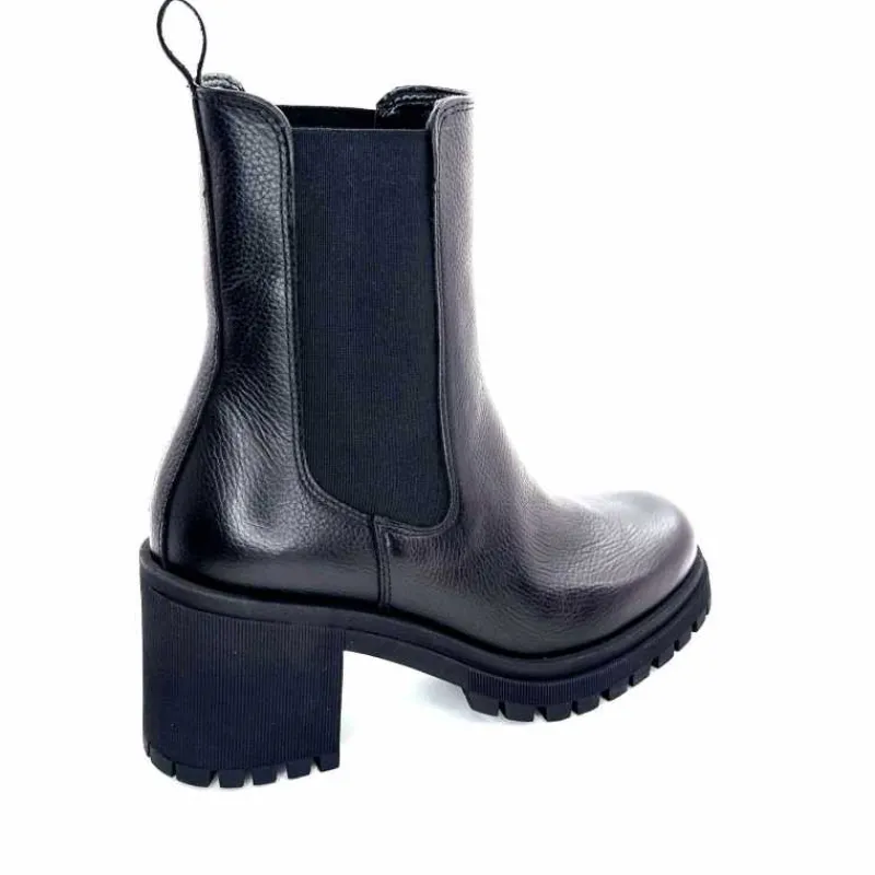 Rock|Bottines<Ivoire0235a Bottines à Talon Ivoire 28115 Cuir Noir