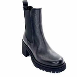 Rock|Bottines<Ivoire0235a Bottines à Talon Ivoire 28115 Cuir Noir