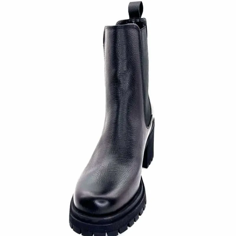 Rock|Bottines<Ivoire0235a Bottines à Talon Ivoire 28115 Cuir Noir