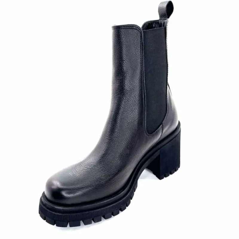 Rock|Bottines<Ivoire0235a Bottines à Talon Ivoire 28115 Cuir Noir