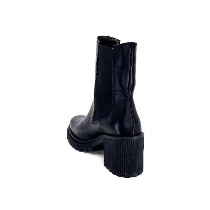 Rock|Bottines<Ivoire0235a Bottines à Talon Ivoire 28110 Cuir Noir