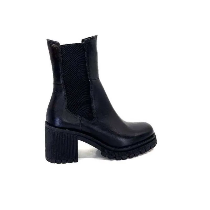 Rock|Bottines<Ivoire0235a Bottines à Talon Ivoire 28110 Cuir Noir