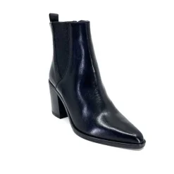 Elégant|Santiags<Ivoire0104a Bottines à Talon Ivoire 52145 Cuir Noir