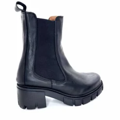 Rock|Bottines<belang Bottines à Talon Ivoire 08112 Cuir Noir