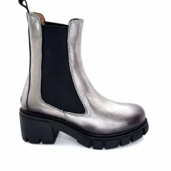 Rock|Basic<belang Bottines à Talon Ivoire 08112 Cuir Métal