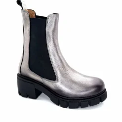 Rock|Basic<belang Bottines à Talon Ivoire 08112 Cuir Métal