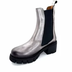 Rock|Basic<belang Bottines à Talon Ivoire 08112 Cuir Métal