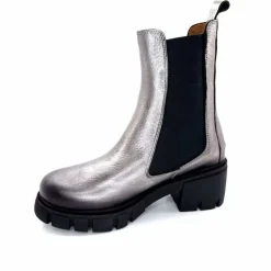 Rock|Basic<belang Bottines à Talon Ivoire 08112 Cuir Métal