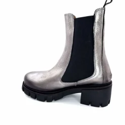 Rock|Basic<belang Bottines à Talon Ivoire 08112 Cuir Métal