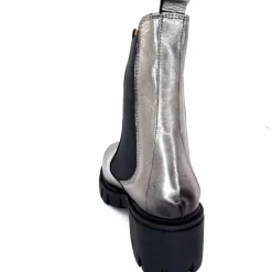 Rock|Basic<belang Bottines à Talon Ivoire 08112 Cuir Métal