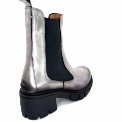 Rock|Basic<belang Bottines à Talon Ivoire 08112 Cuir Métal