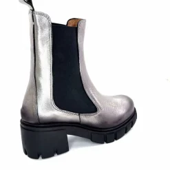 Rock|Basic<belang Bottines à Talon Ivoire 08112 Cuir Métal