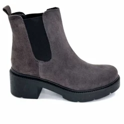Basic|Bottines<Ivoire0351a Bottines à Talon Ivoire 4621116 Daim Gris Anthracite