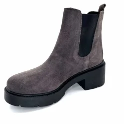 Basic|Bottines<Ivoire0351a Bottines à Talon Ivoire 4621116 Daim Gris Anthracite