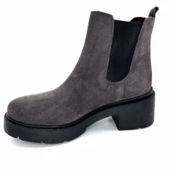 Basic|Bottines<Ivoire0351a Bottines à Talon Ivoire 4621116 Daim Gris Anthracite