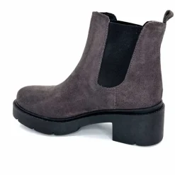 Basic|Bottines<Ivoire0351a Bottines à Talon Ivoire 4621116 Daim Gris Anthracite