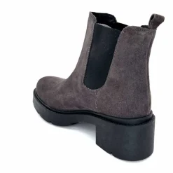 Basic|Bottines<Ivoire0351a Bottines à Talon Ivoire 4621116 Daim Gris Anthracite