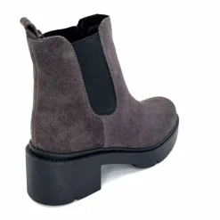 Basic|Bottines<Ivoire0351a Bottines à Talon Ivoire 4621116 Daim Gris Anthracite