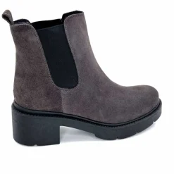 Basic|Bottines<Ivoire0351a Bottines à Talon Ivoire 4621116 Daim Gris Anthracite