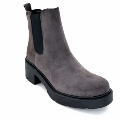 Basic|Bottines<Ivoire0351a Bottines à Talon Ivoire 4621116 Daim Gris Anthracite