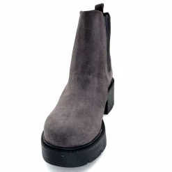 Basic|Bottines<Ivoire0351a Bottines à Talon Ivoire 4621116 Daim Gris Anthracite