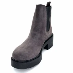 Basic|Bottines<Ivoire0351a Bottines à Talon Ivoire 4621116 Daim Gris Anthracite