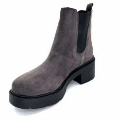 Basic|Bottines<Ivoire0351a Bottines à Talon Ivoire 4621116 Daim Gris Anthracite