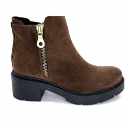 Basic|Bottines<Ivoire0351a Bottines à Talon Ivoire 4621113 Daim Marron