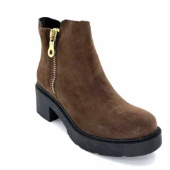 Basic|Bottines<Ivoire0351a Bottines à Talon Ivoire 4621113 Daim Marron