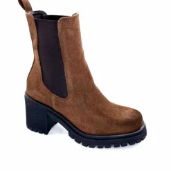 Rock|Bottines<Ivoire0235a Bottines à Talon Ivoire 28115 Daim Marron