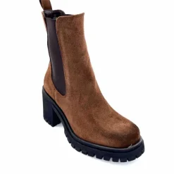 Rock|Bottines<Ivoire0235a Bottines à Talon Ivoire 28115 Daim Marron