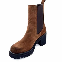 Rock|Bottines<Ivoire0235a Bottines à Talon Ivoire 28115 Daim Marron