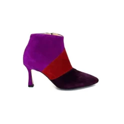 Féminin|Fantaisie<l'arianna Bottines à Talon Tr1672 Daim Prune Rouge Fushia